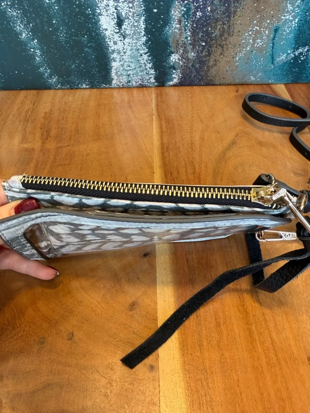 Aimee‎ Kestenberg Boho Gray/Black Phone Crossbody Dual Strap (VGUC)